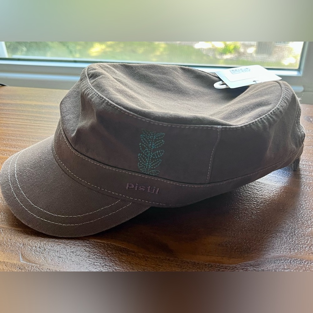 NWT Pistil Brown Hat with Blue Embroidery